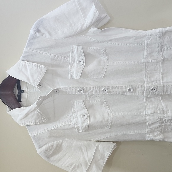 Hallhuber basic 100 % Leinen  Elegant White Button-Up Dress - Picture 4 of 16